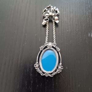 Sterling Silver Bow Oval Photo Frame Brooch Stamped 925